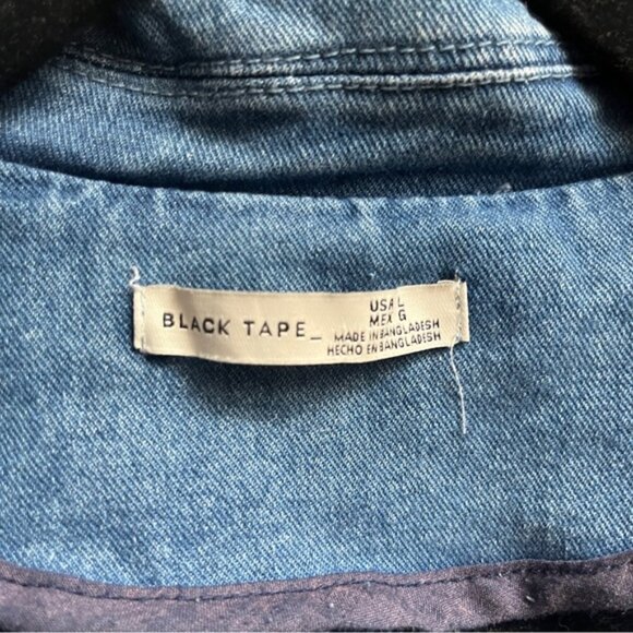 Black Tape Blue Double-Breasted Jean Denim Jacket Sz L - Picture 4 of 9